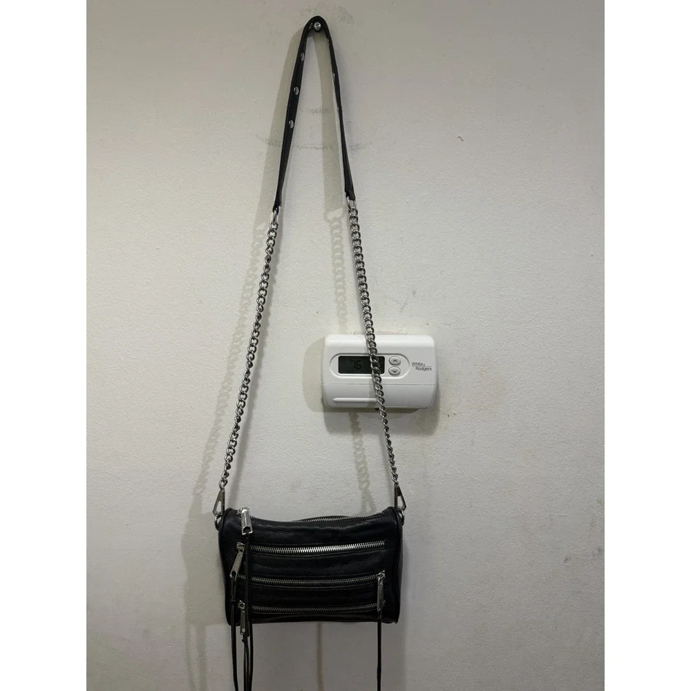 Rebecca Minkoff 5 Zip Black Leather Crossbody Bag RM17-MINI5ZIP